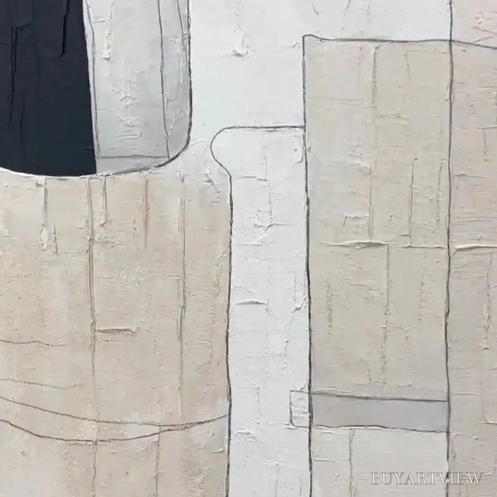 ARTOVITAS Neutral Abstract – Minimalist Abstract Painting in Beige and Black - image 6
