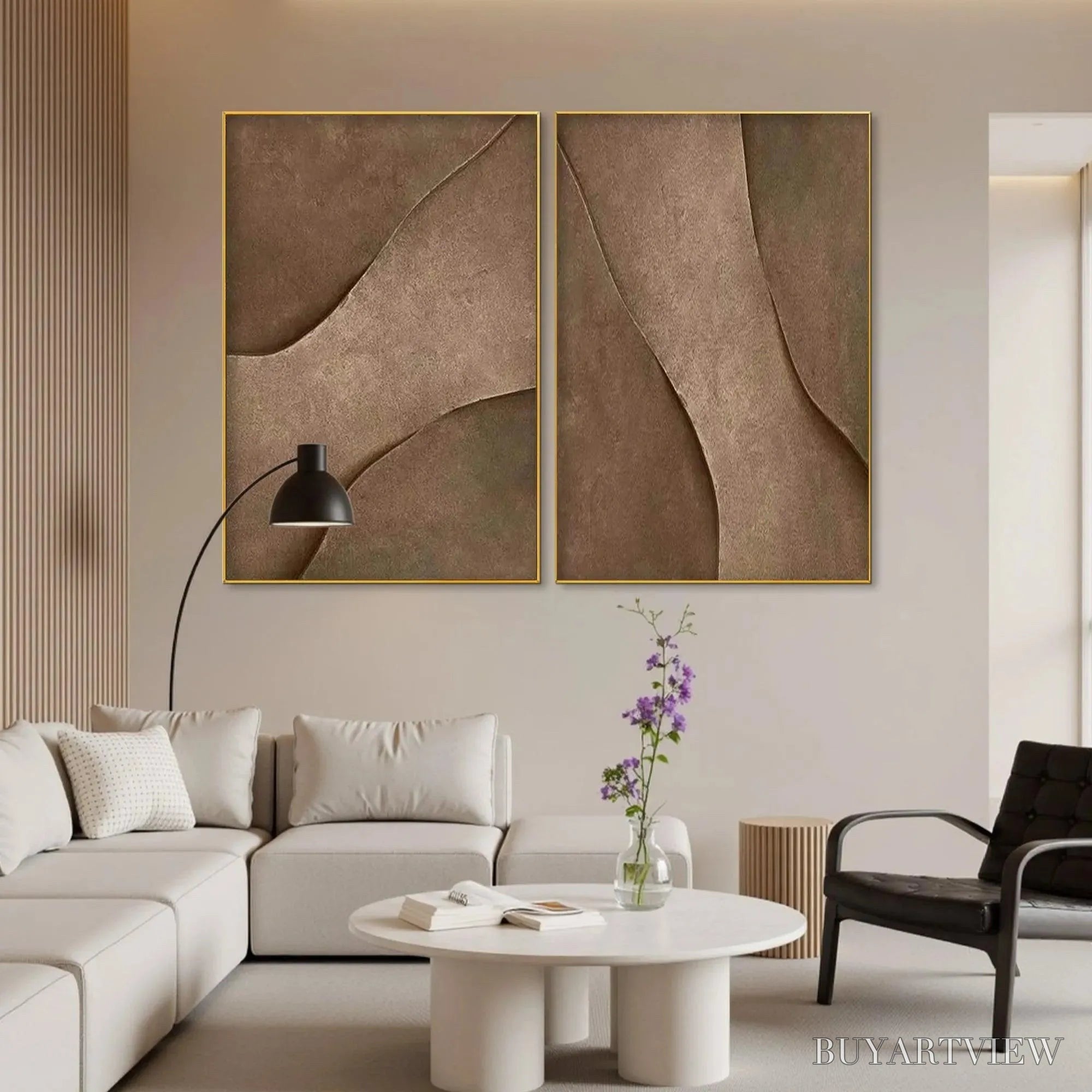 ARTOVITAS Brown Texture Duo – Set of 2 Textured Abstract Paintings in Brown - image 5