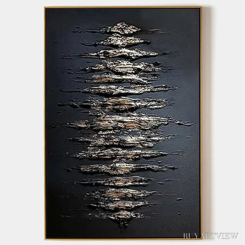 ARTOVITAS Black and Gold Texture – Textured Abstract Painting - image 1