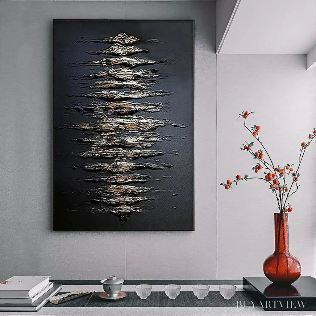 ARTOVITAS Black and Gold Texture – Textured Abstract Painting - image 2