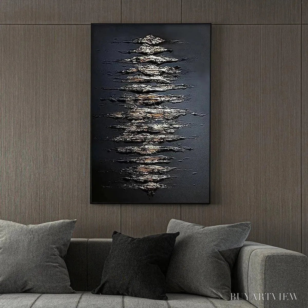 ARTOVITAS Black and Gold Texture – Textured Abstract Painting - image 4