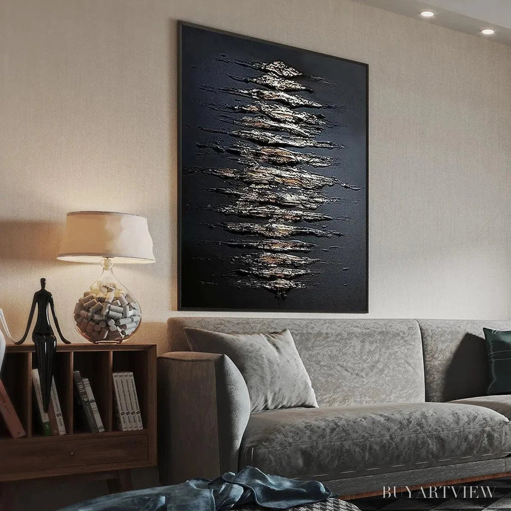 ARTOVITAS Black and Gold Texture – Textured Abstract Painting - image 5