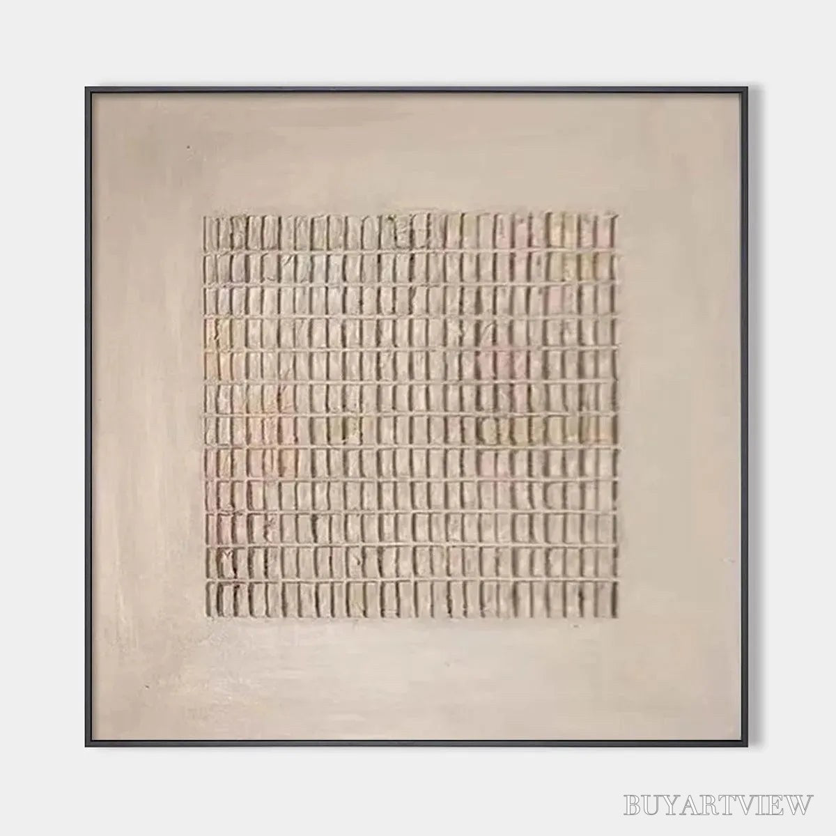 ARTOVITAS Beige Grid – Minimalist Textured Painting in Beige - image 1