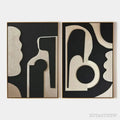ARTOVITAS Ink Blot Duo – Abstract Painting, Set of 2, Minimalist Decor, Black and White - image 1