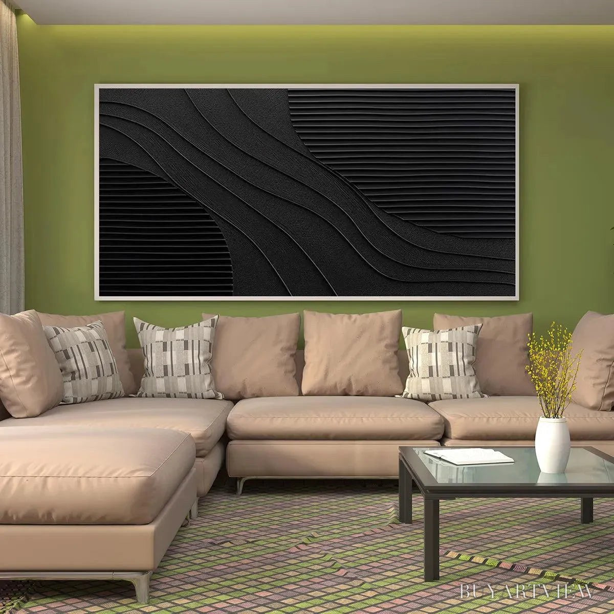 ARTOVITAS Black Texture – Minimalist Textured Painting in Black - image 4
