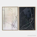 ARTOVITAS Minimalist Abstract Duo – Set of 2 Abstract Paintings in Black and White - image 1