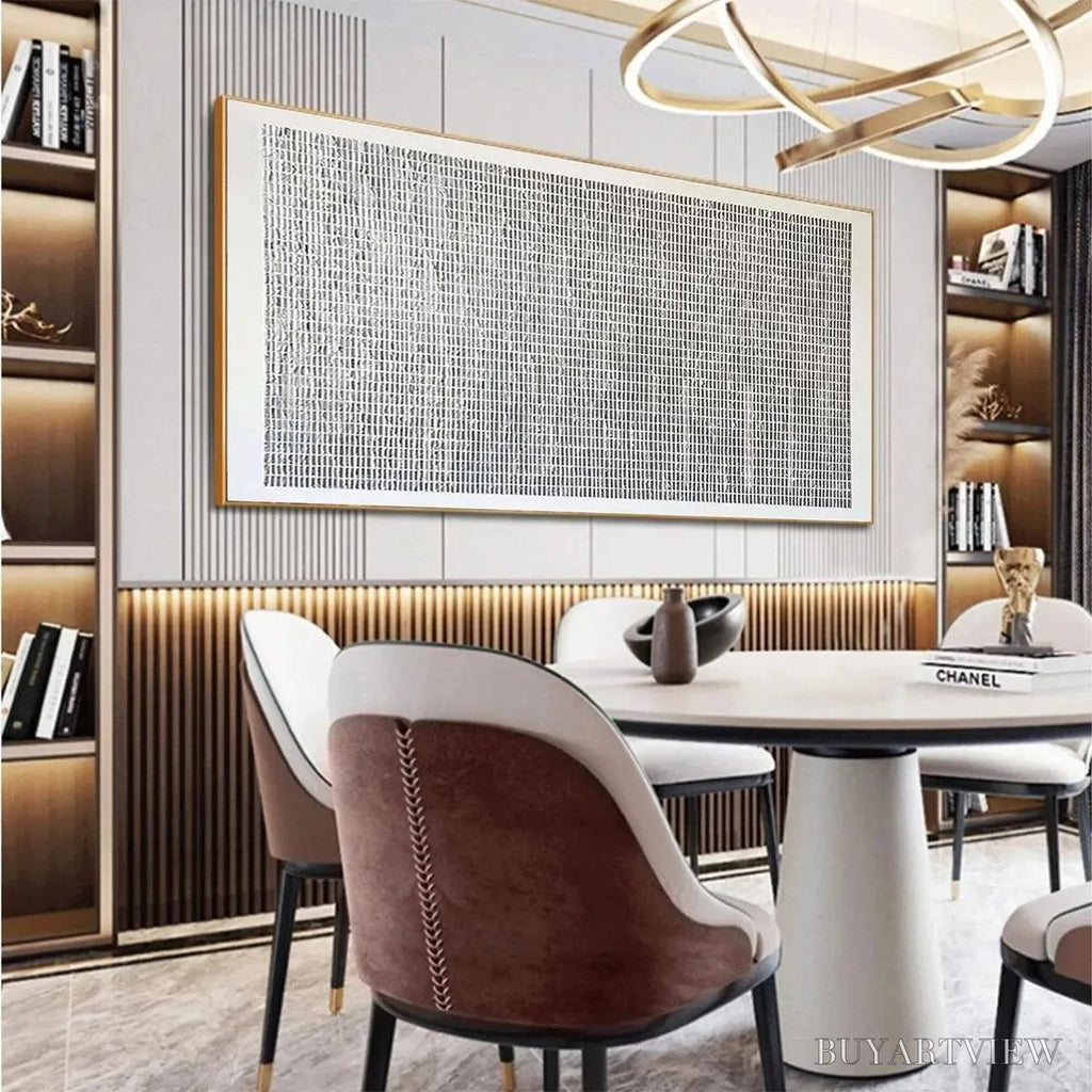 ARTOVITAS Woven Texture – Minimalist Textured Painting in Grey and White - image 2