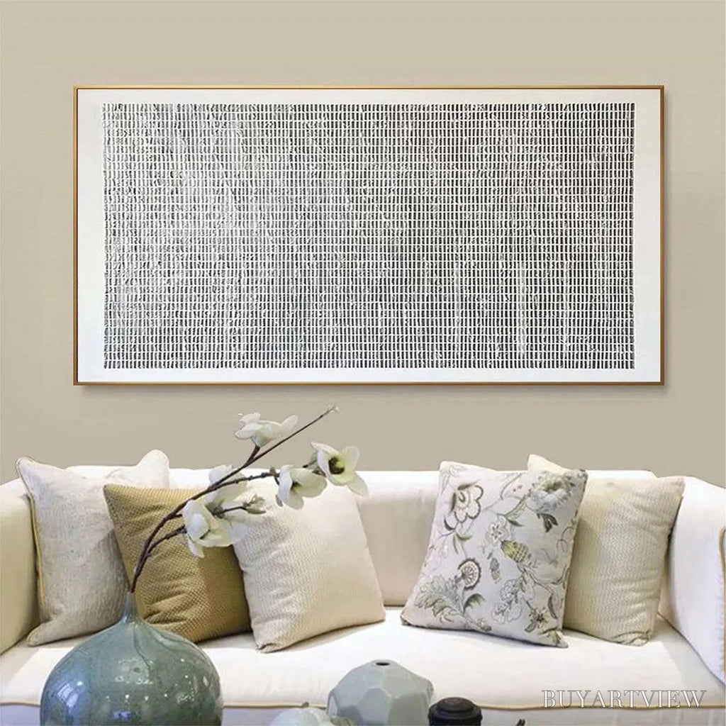 ARTOVITAS Woven Texture – Minimalist Textured Painting in Grey and White - image 3