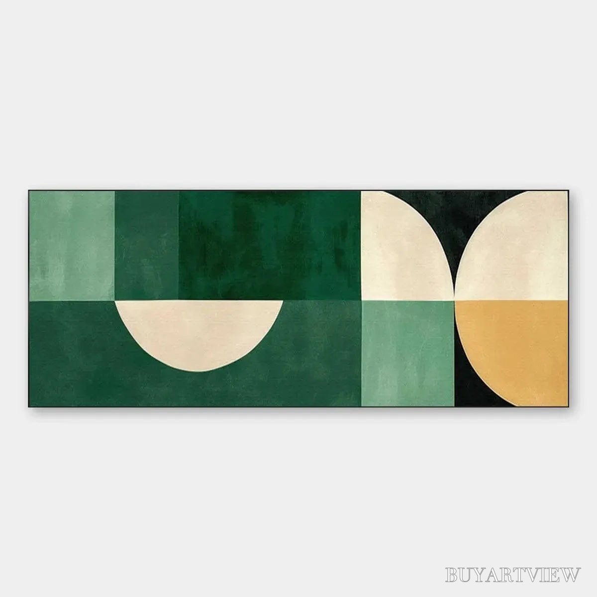ARTOVITAS Green Geometric Panoramic – Abstract Painting, Panoramic , Minimalist Decor - image 1