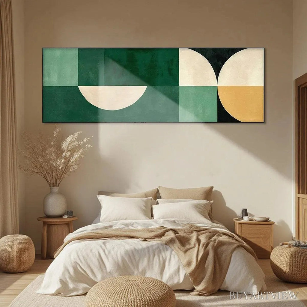 ARTOVITAS Green Geometric Panoramic – Abstract Painting, Panoramic , Minimalist Decor - image 2