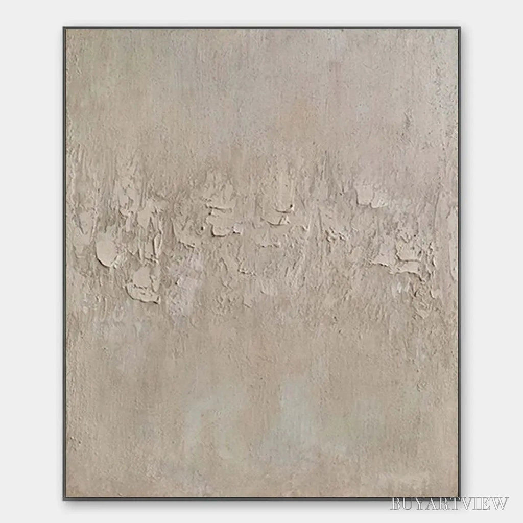 ARTOVITAS Textured Beige Abstract – Minimalist Textured Painting, Square - image 1