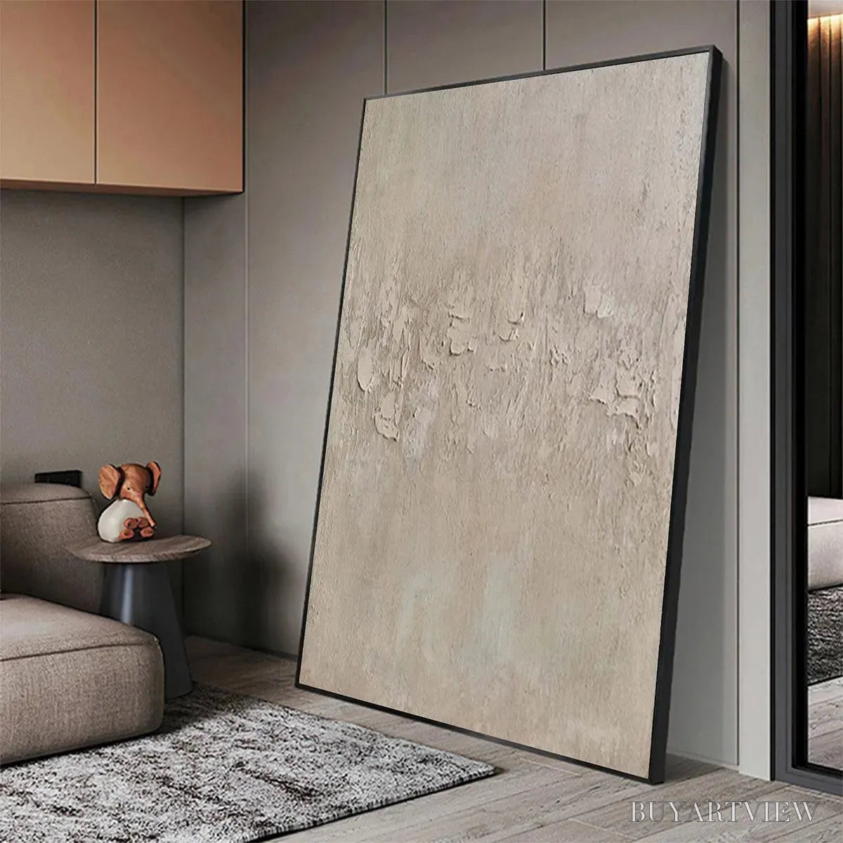 ARTOVITAS Textured Beige Abstract – Minimalist Textured Painting, Square - image 4