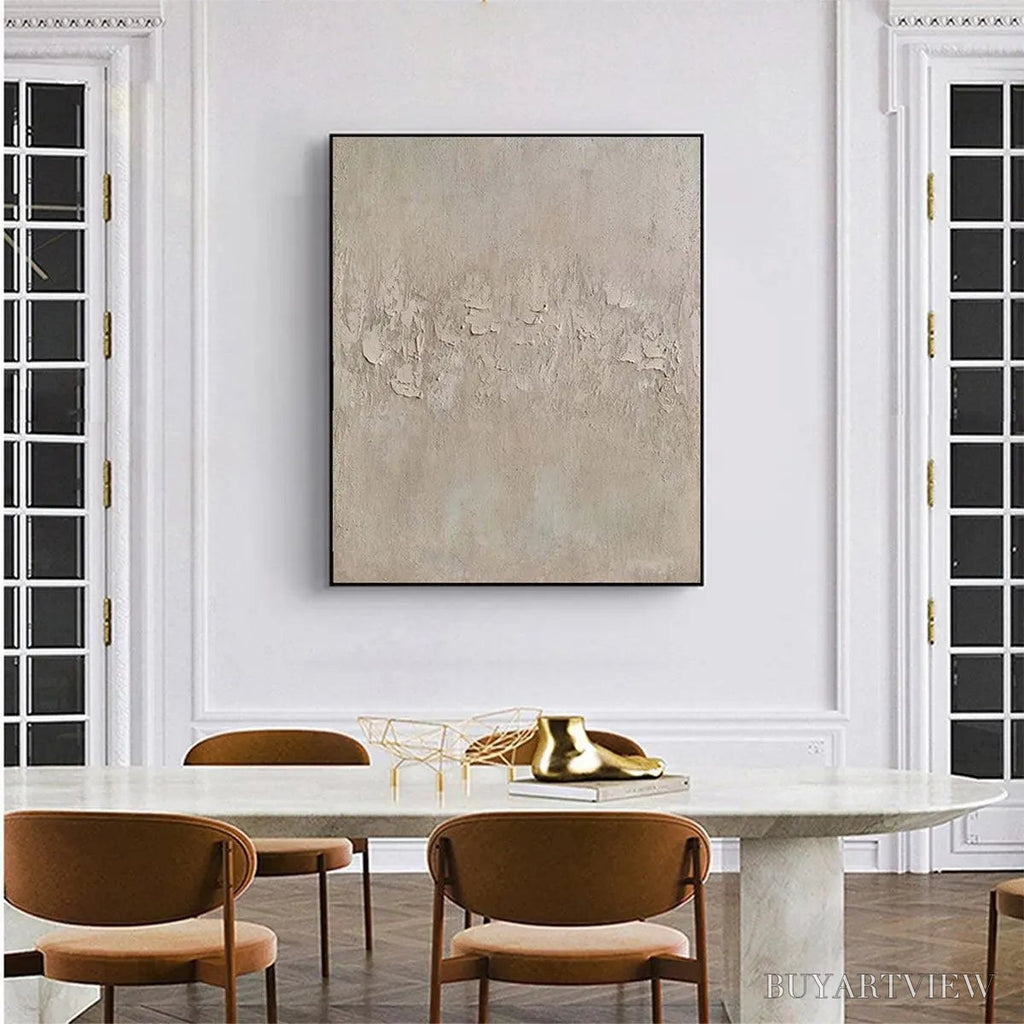 ARTOVITAS Textured Beige Abstract – Minimalist Textured Painting, Square - image 5