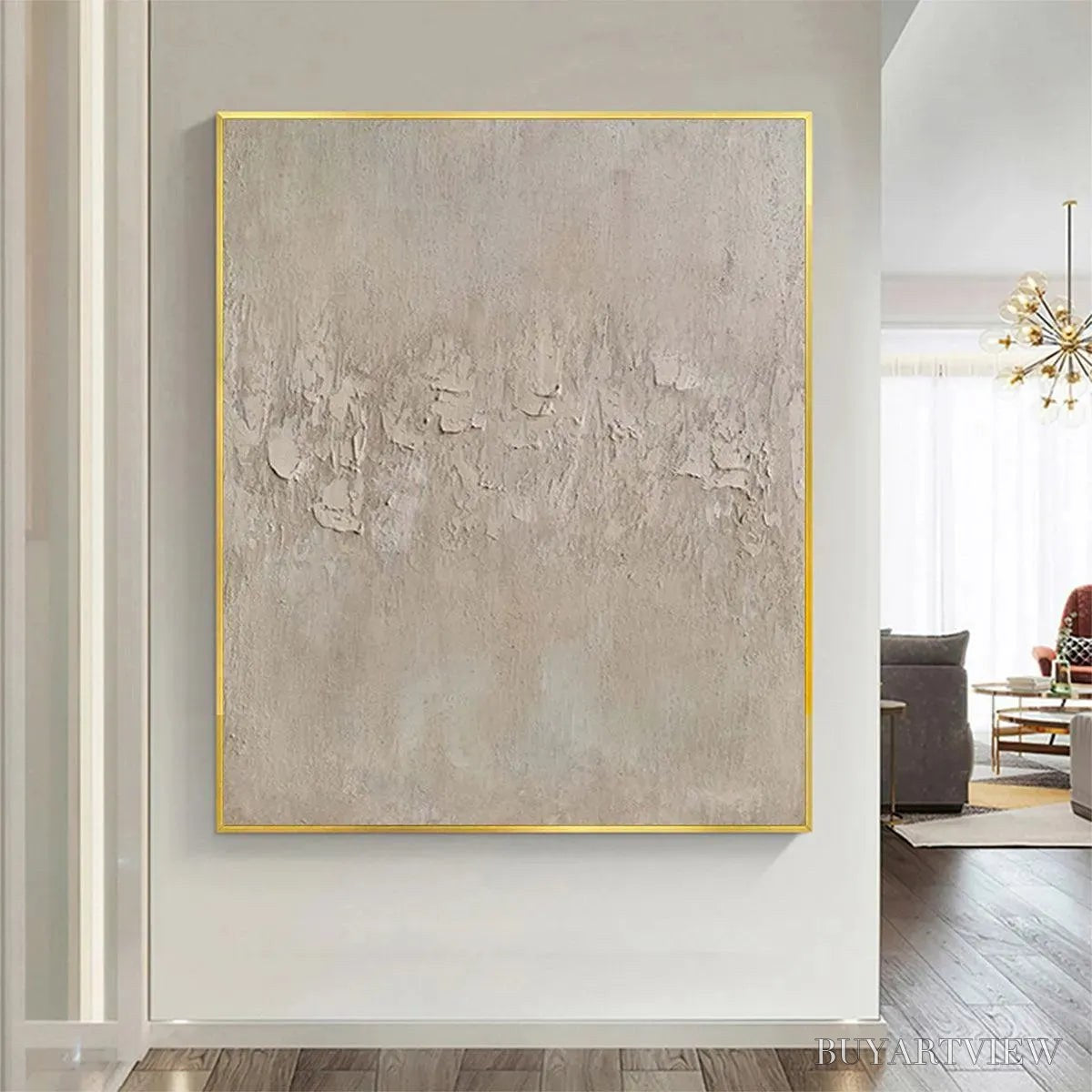 ARTOVITAS Textured Beige Abstract – Minimalist Textured Painting, Square - image 6