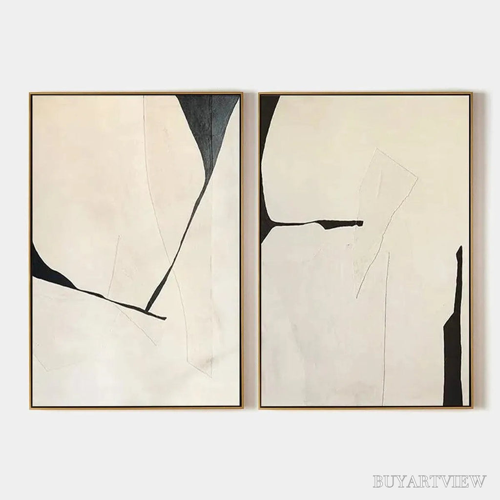 ARTOVITAS Minimalist Abstract Diptych – Abstract Minimalist Painting Set of 2, Vertical - image 1
