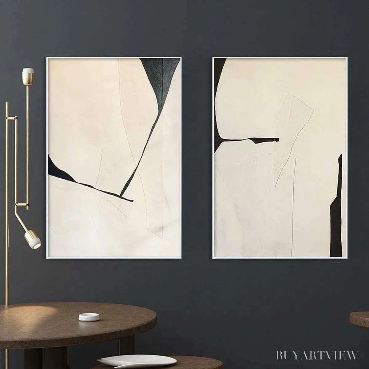 ARTOVITAS Minimalist Abstract Diptych – Abstract Minimalist Painting Set of 2, Vertical - image 4