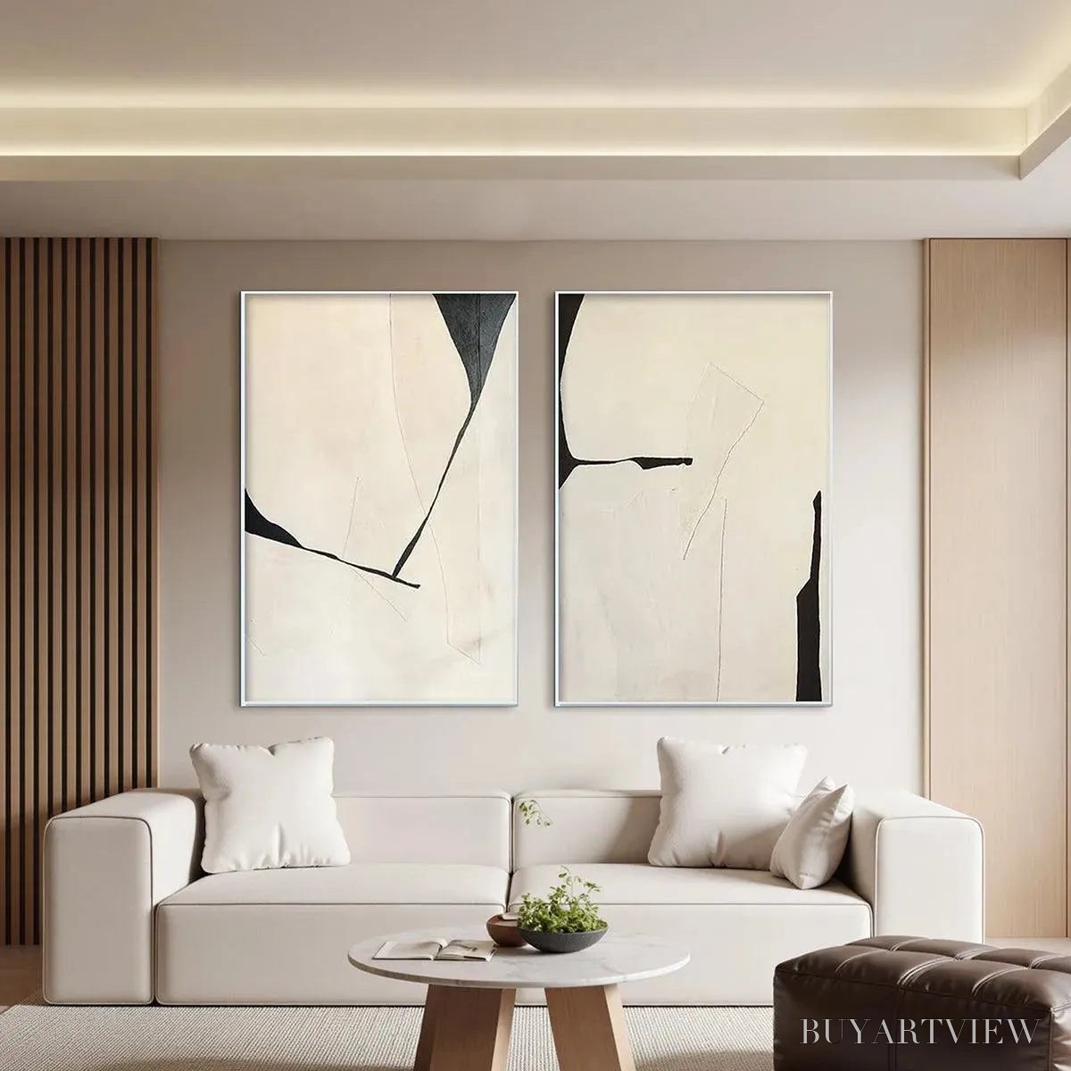ARTOVITAS Minimalist Abstract Diptych – Abstract Minimalist Painting Set of 2, Vertical - image 5