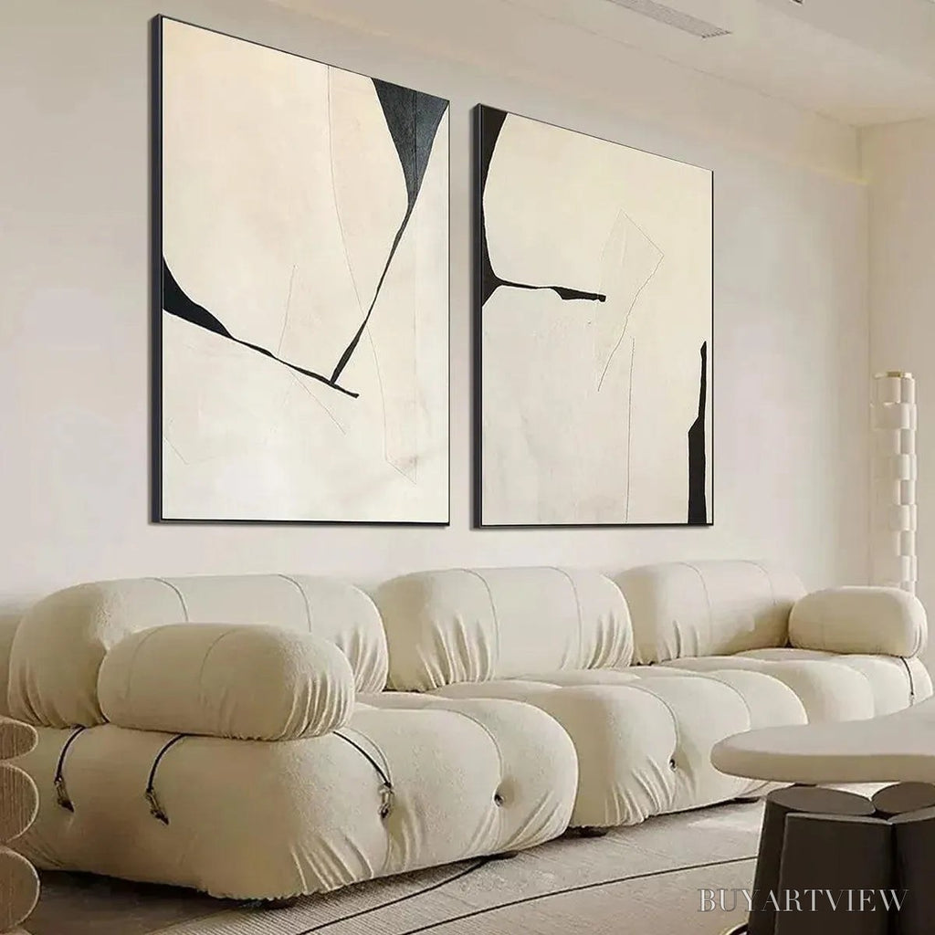 ARTOVITAS Minimalist Abstract Diptych – Abstract Minimalist Painting Set of 2, Vertical - image 6