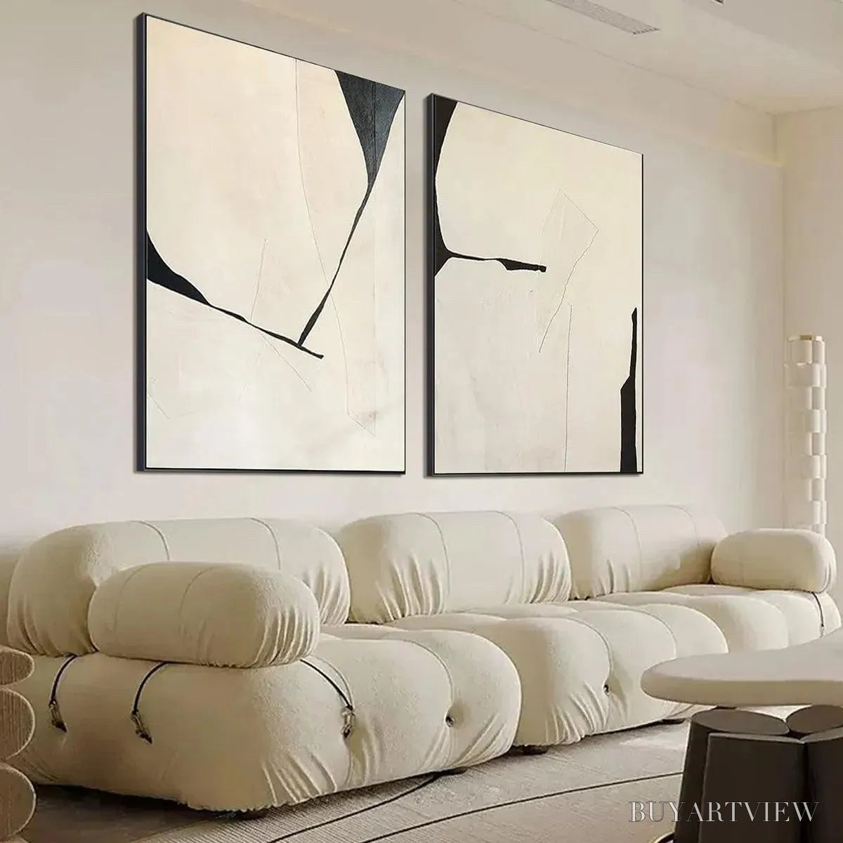 ARTOVITAS Minimalist Abstract Diptych – Abstract Minimalist Painting Set of 2, Vertical - image 6