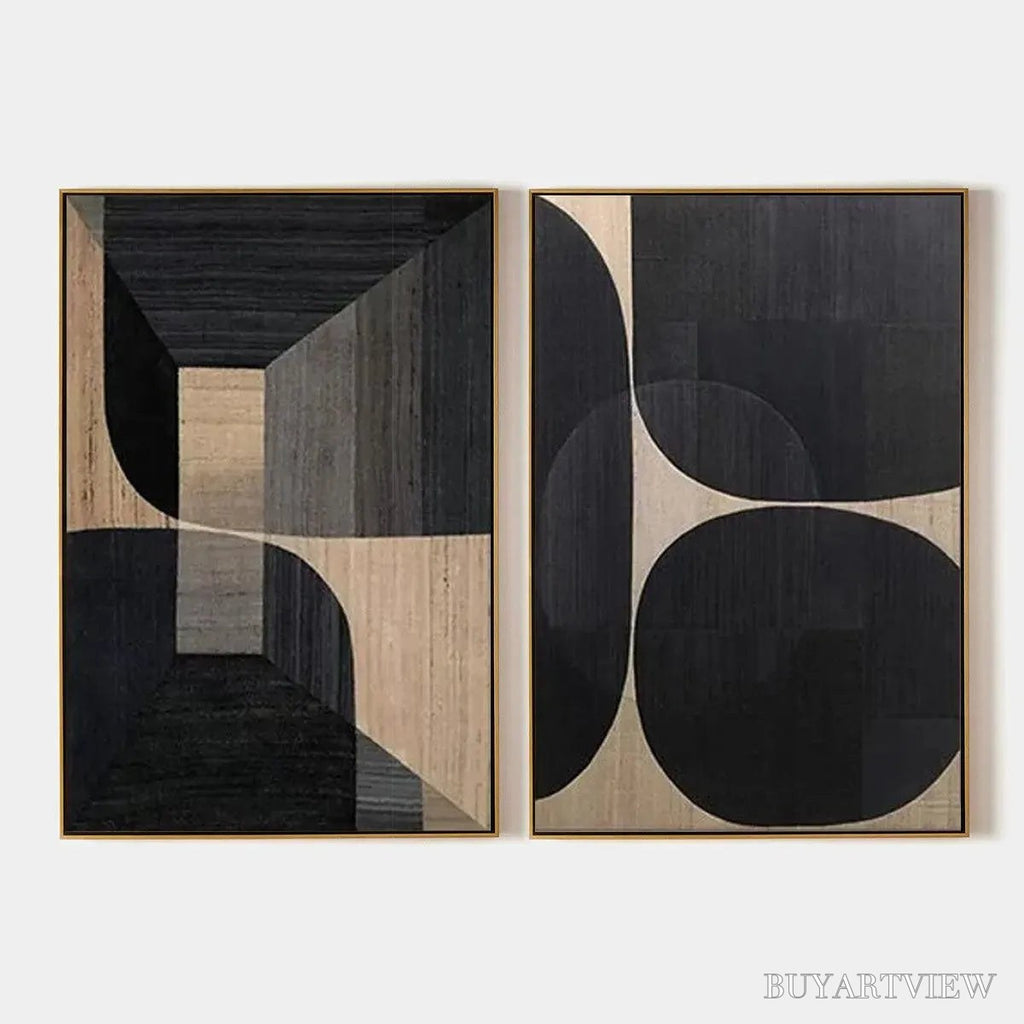 ARTOVITAS Minimalist Geometric Diptych – Abstract Geometric Painting Set of 2, Square - image 1