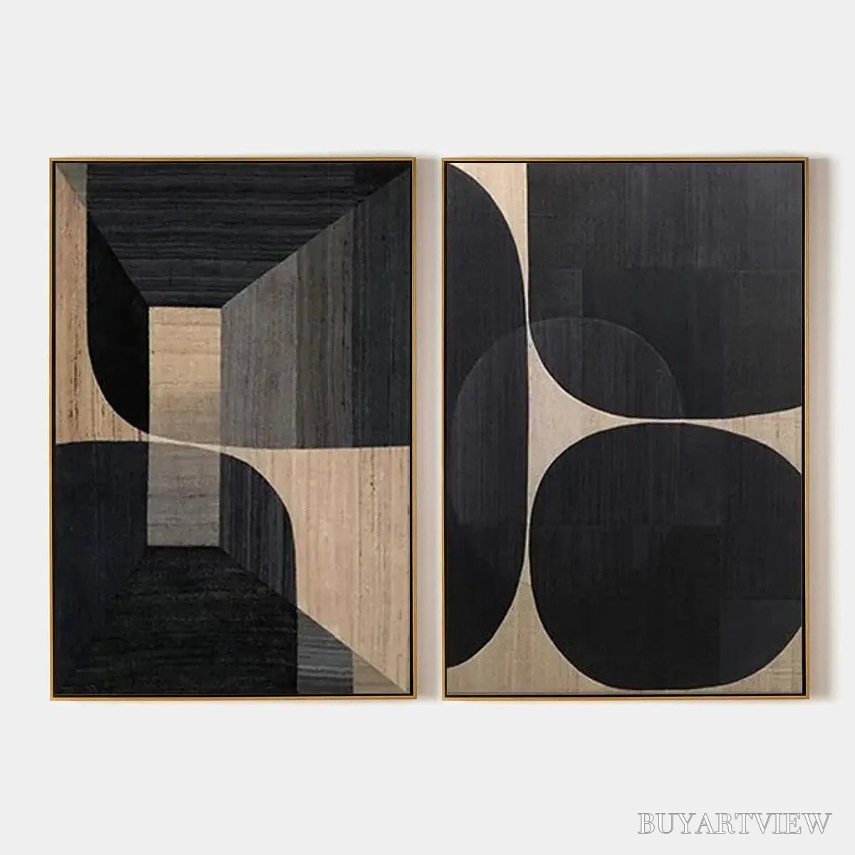 ARTOVITAS Minimalist Geometric Diptych – Abstract Geometric Painting Set of 2, Square - image 1