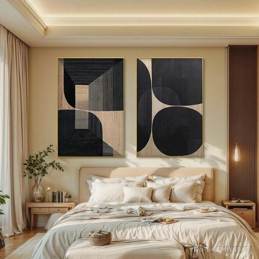 ARTOVITAS Minimalist Geometric Diptych – Abstract Geometric Painting Set of 2, Square - image 4