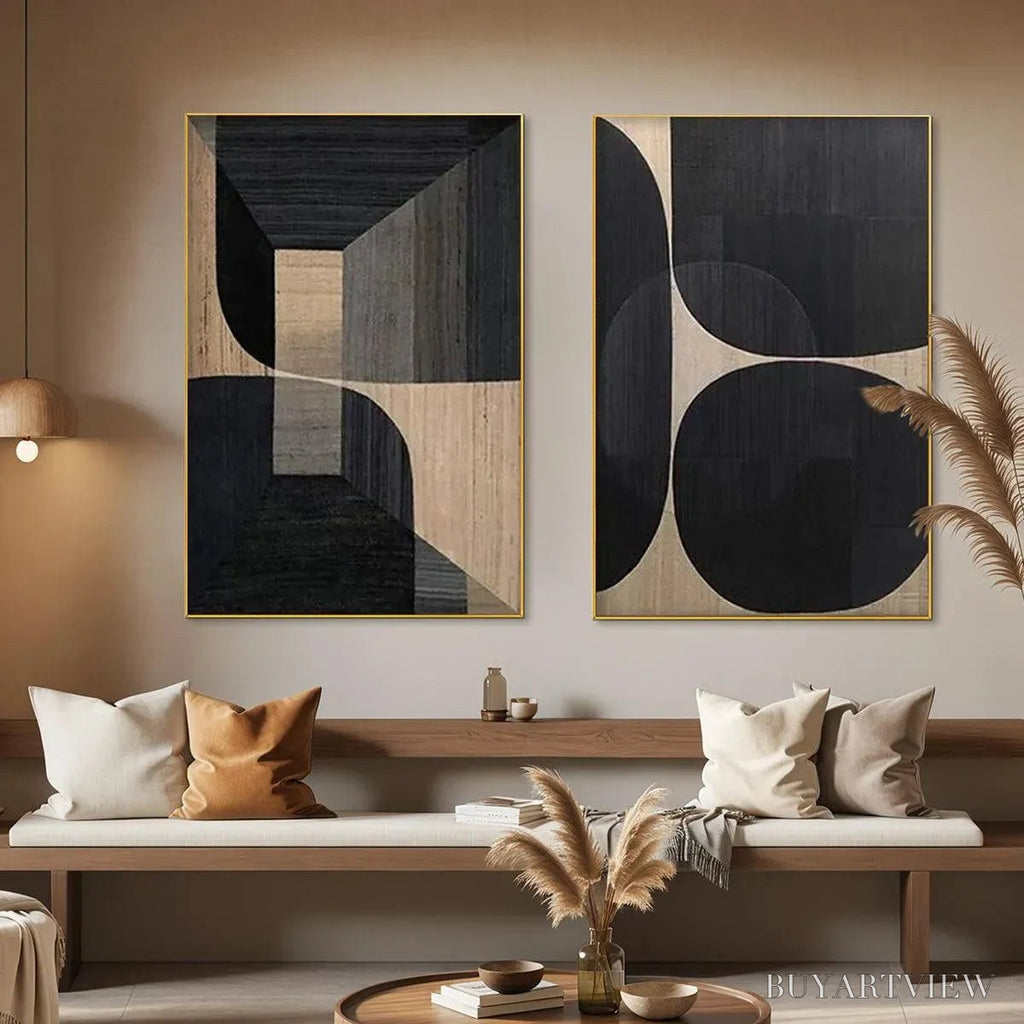 ARTOVITAS Minimalist Geometric Diptych – Abstract Geometric Painting Set of 2, Square - image 5