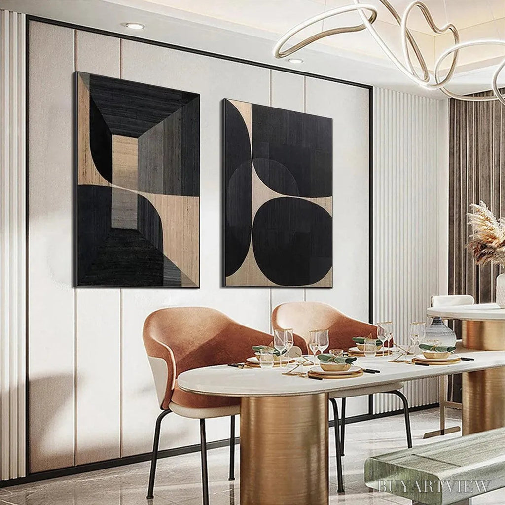 ARTOVITAS Minimalist Geometric Diptych – Abstract Geometric Painting Set of 2, Square - image 6