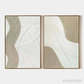 ARTOVITAS Textured White Lines Diptych – Minimalist Textured Painting Set of 2, Square - image 1
