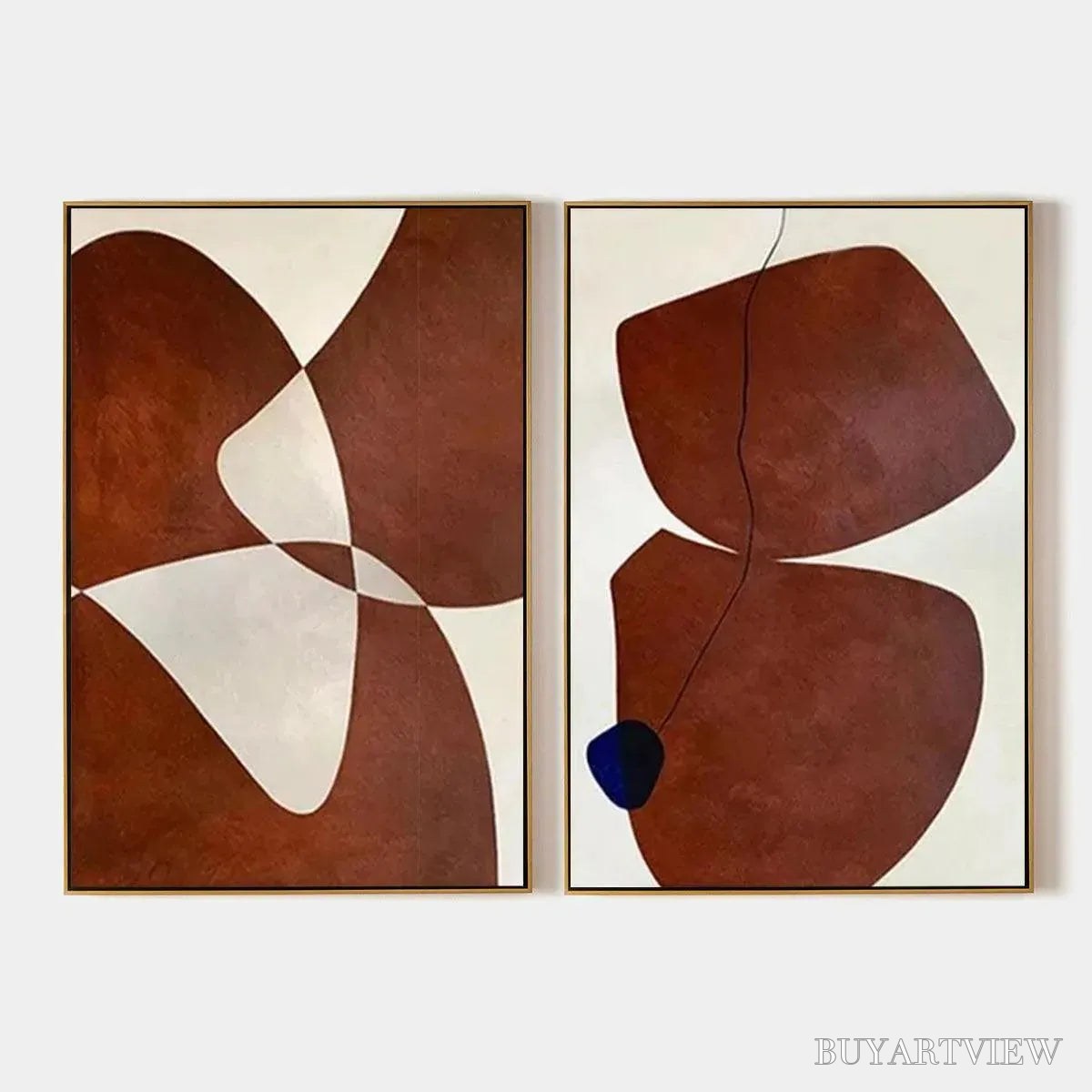 ARTOVITAS Brown Abstract Diptych – Abstract Painting Set of 2, Vertical - image 1