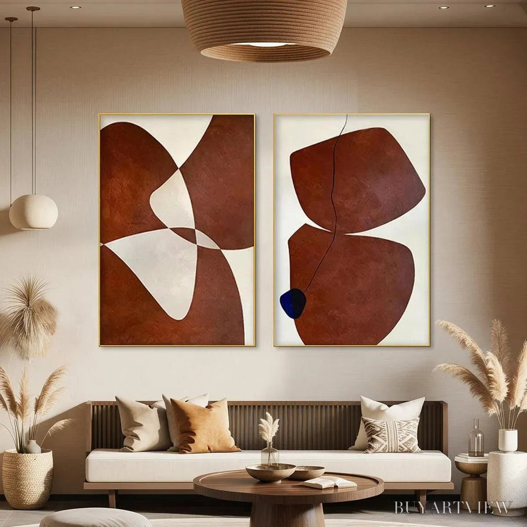 ARTOVITAS Brown Abstract Diptych – Abstract Painting Set of 2, Vertical - image 5