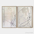 ARTOVITAS Minimalist Abstract Diptych – Beige Abstract Painting Set of 2 - image 1