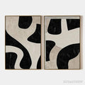 ARTOVITAS Black & Beige Abstract Diptych – Abstract Painting Set of 2, Vertical - image 1
