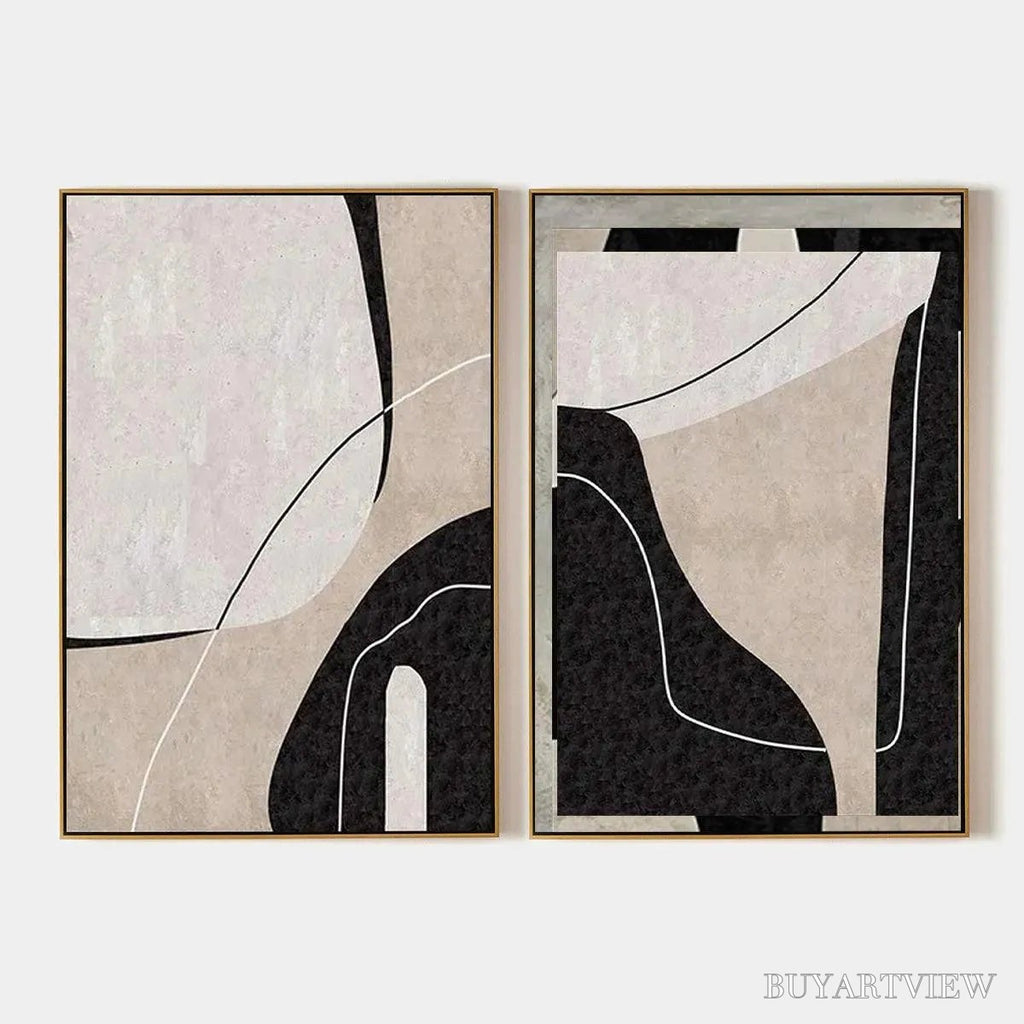 ARTOVITAS Abstract Minimalist Diptych – Abstract Painting Set of 2, Vertical - image 1