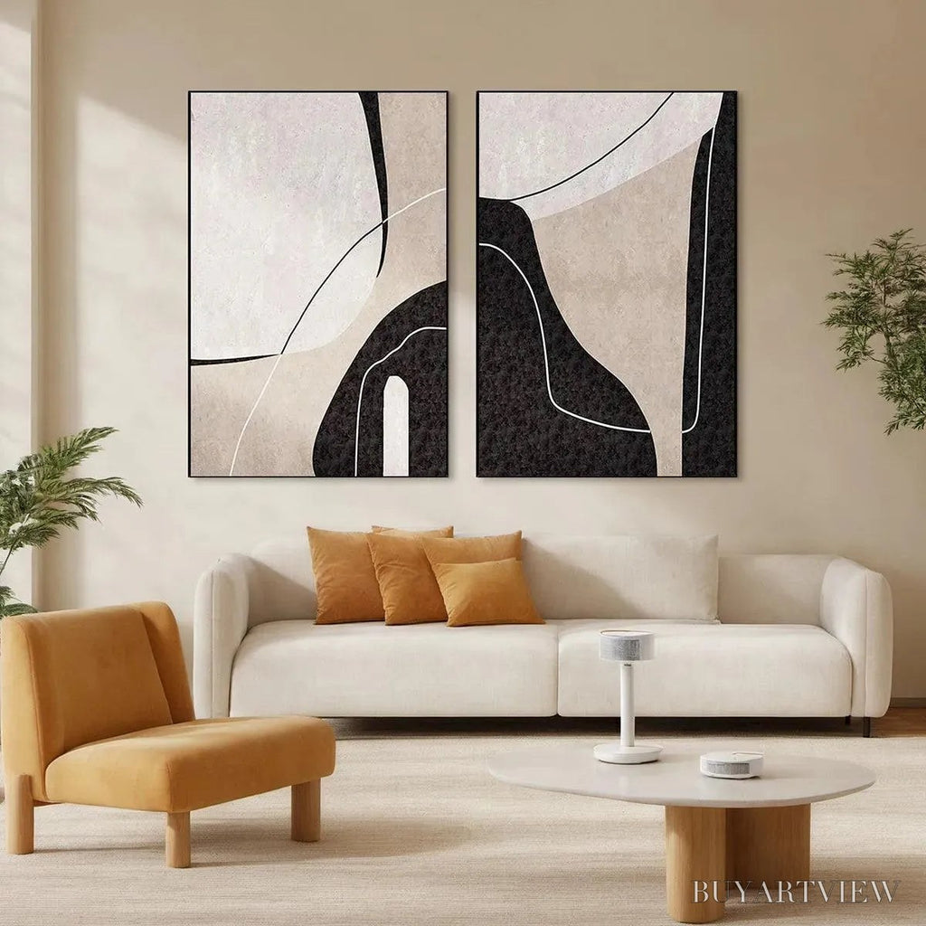 ARTOVITAS Abstract Minimalist Diptych – Abstract Painting Set of 2, Vertical - image 2