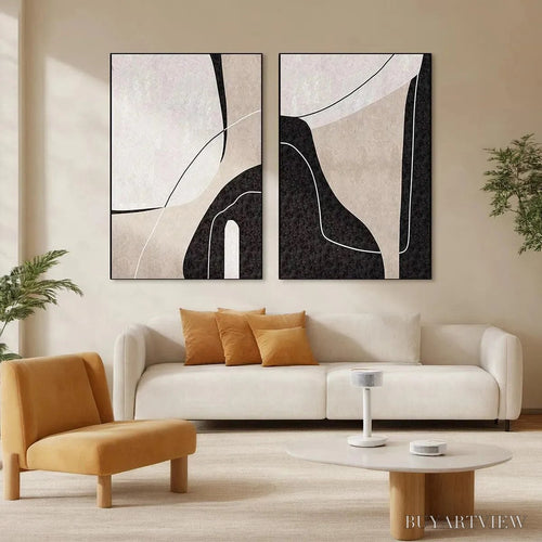 ARTOVITAS Abstract Minimalist Diptych – Abstract Painting Set of 2, Vertical - image 2