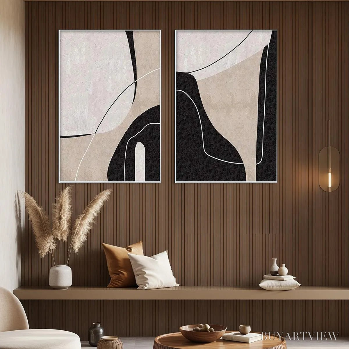ARTOVITAS Abstract Minimalist Diptych – Abstract Painting Set of 2, Vertical - image 4