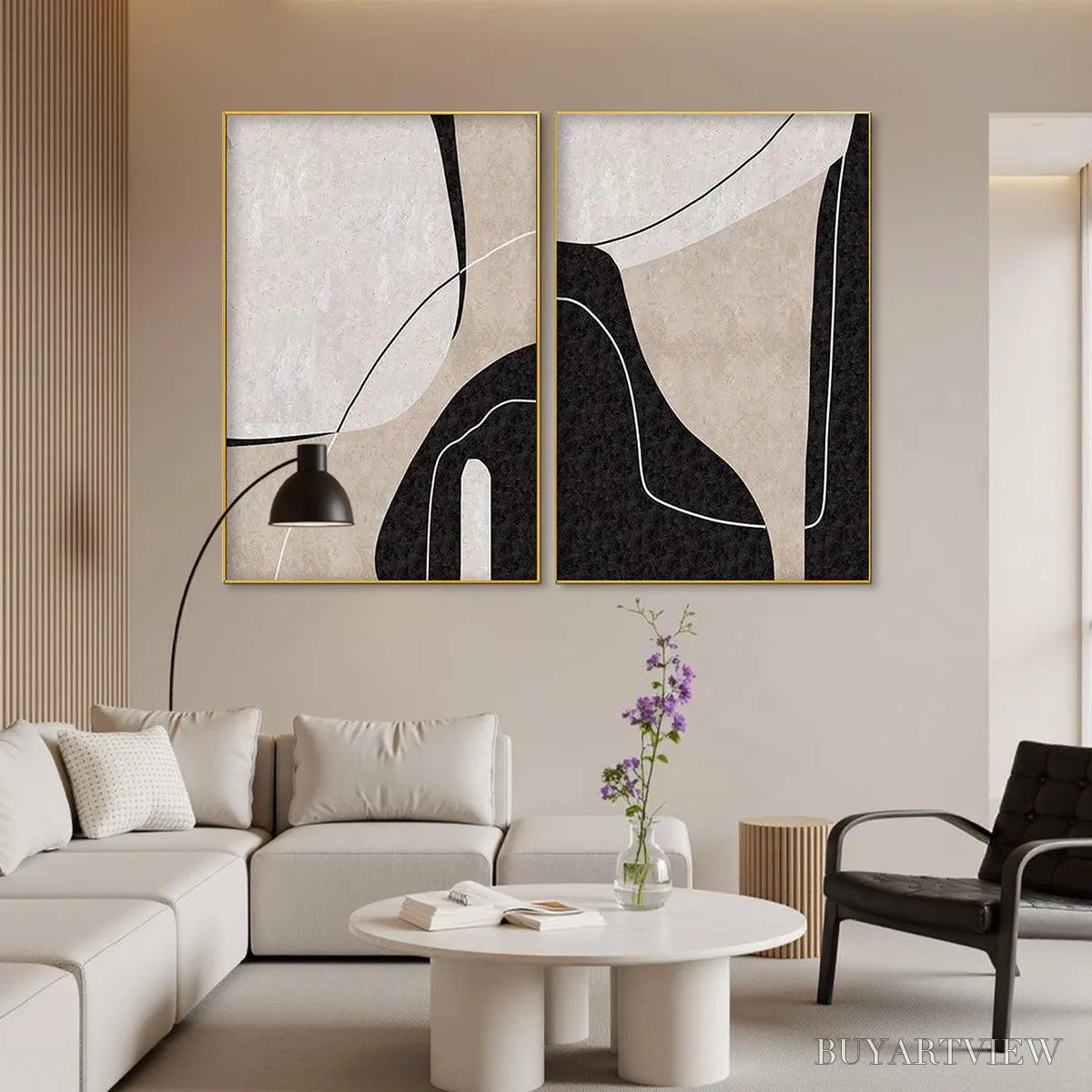 ARTOVITAS Abstract Minimalist Diptych – Abstract Painting Set of 2, Vertical - image 5