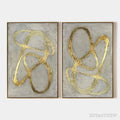 ARTOVITAS Golden Abstract Diptych – Abstract Painting Set of 2, Vertical - image 1