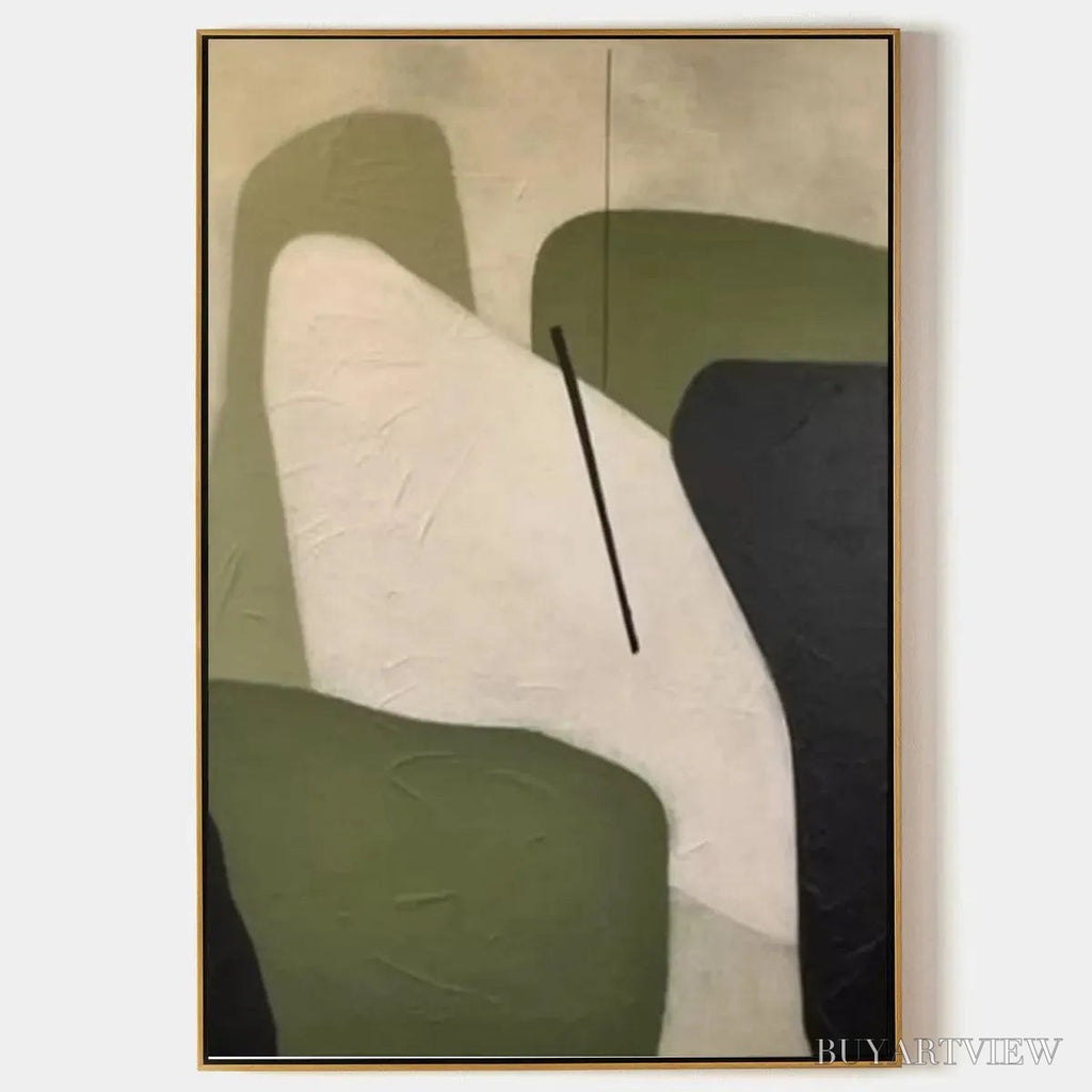 ARTOVITAS Minimalist Green Abstract – Modern Abstract Painting, Vertical - image 1