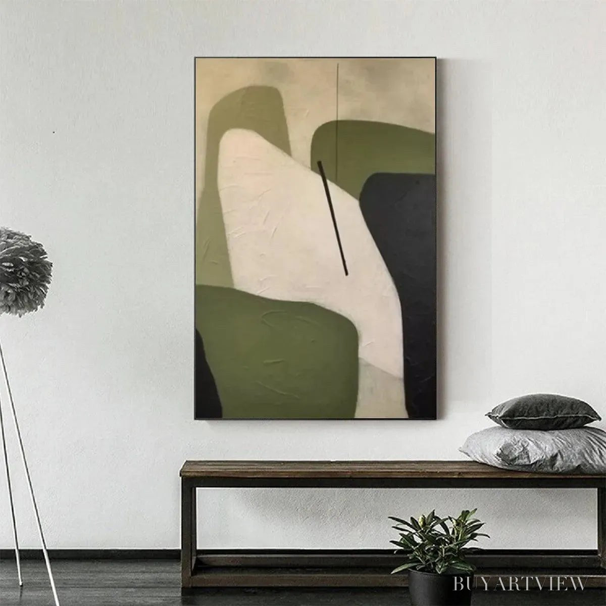 ARTOVITAS Minimalist Green Abstract – Modern Abstract Painting, Vertical - image 2