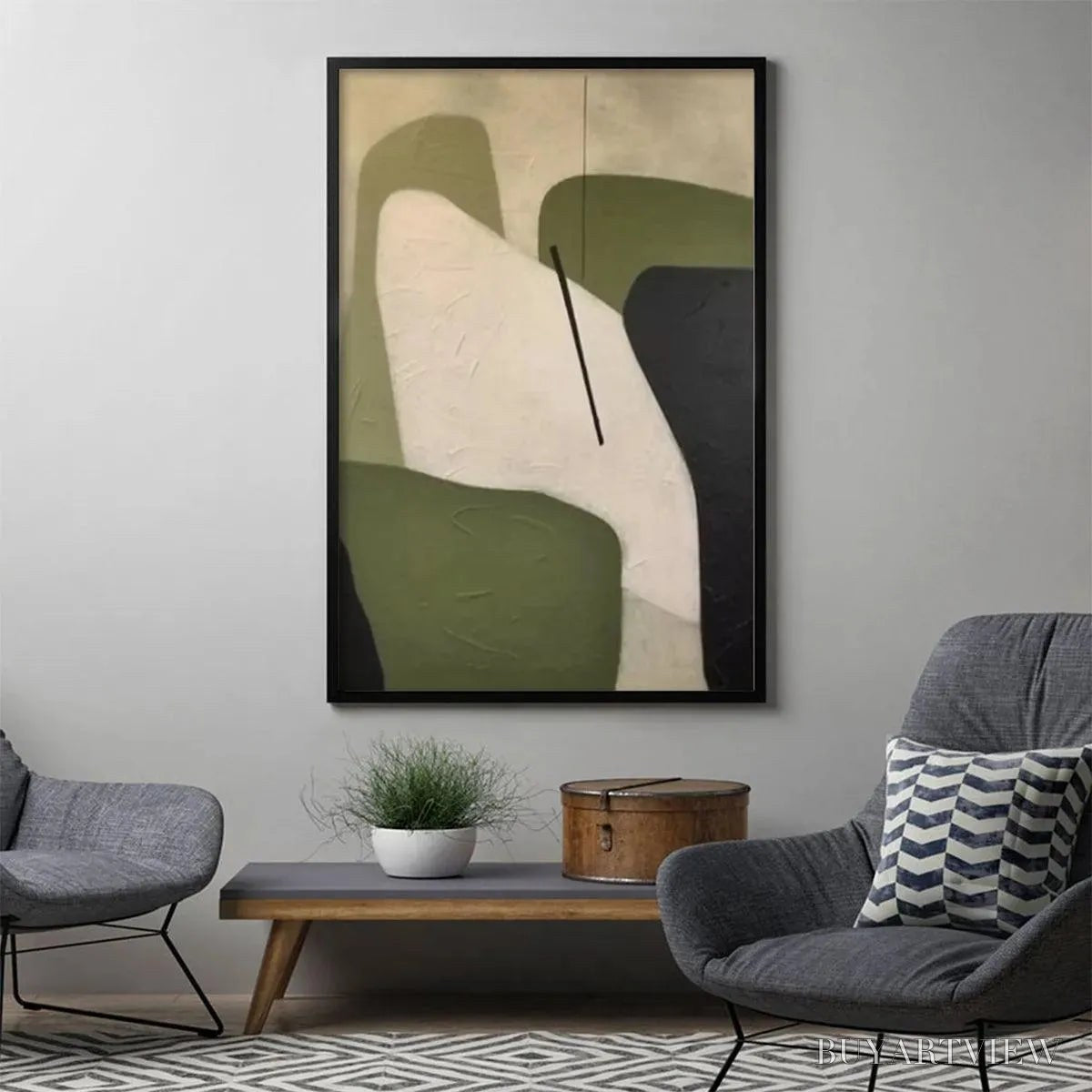ARTOVITAS Minimalist Green Abstract – Modern Abstract Painting, Vertical - image 5