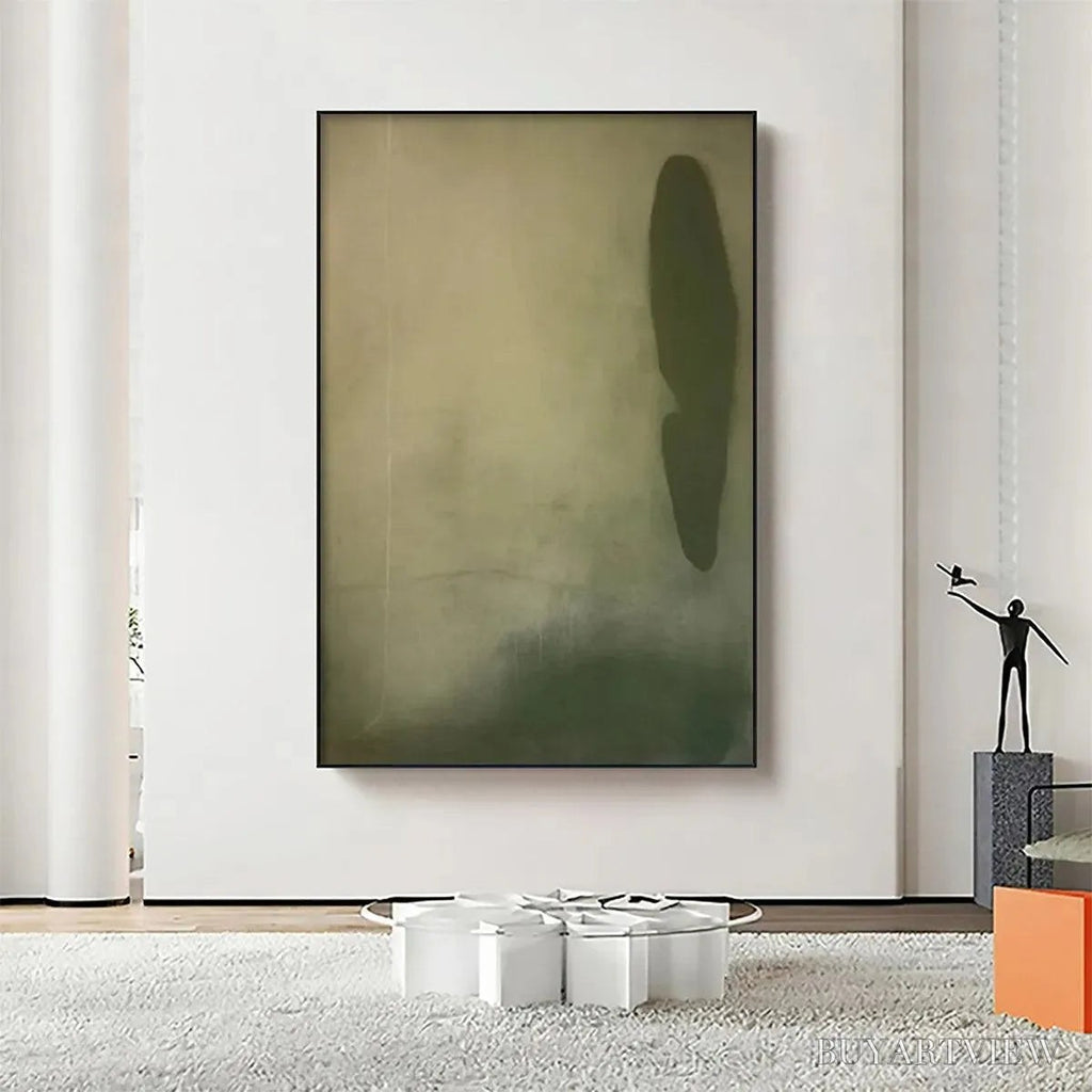 ARTOVITAS Olive Serenity – Minimalist Abstract Painting, Vertical - image 2