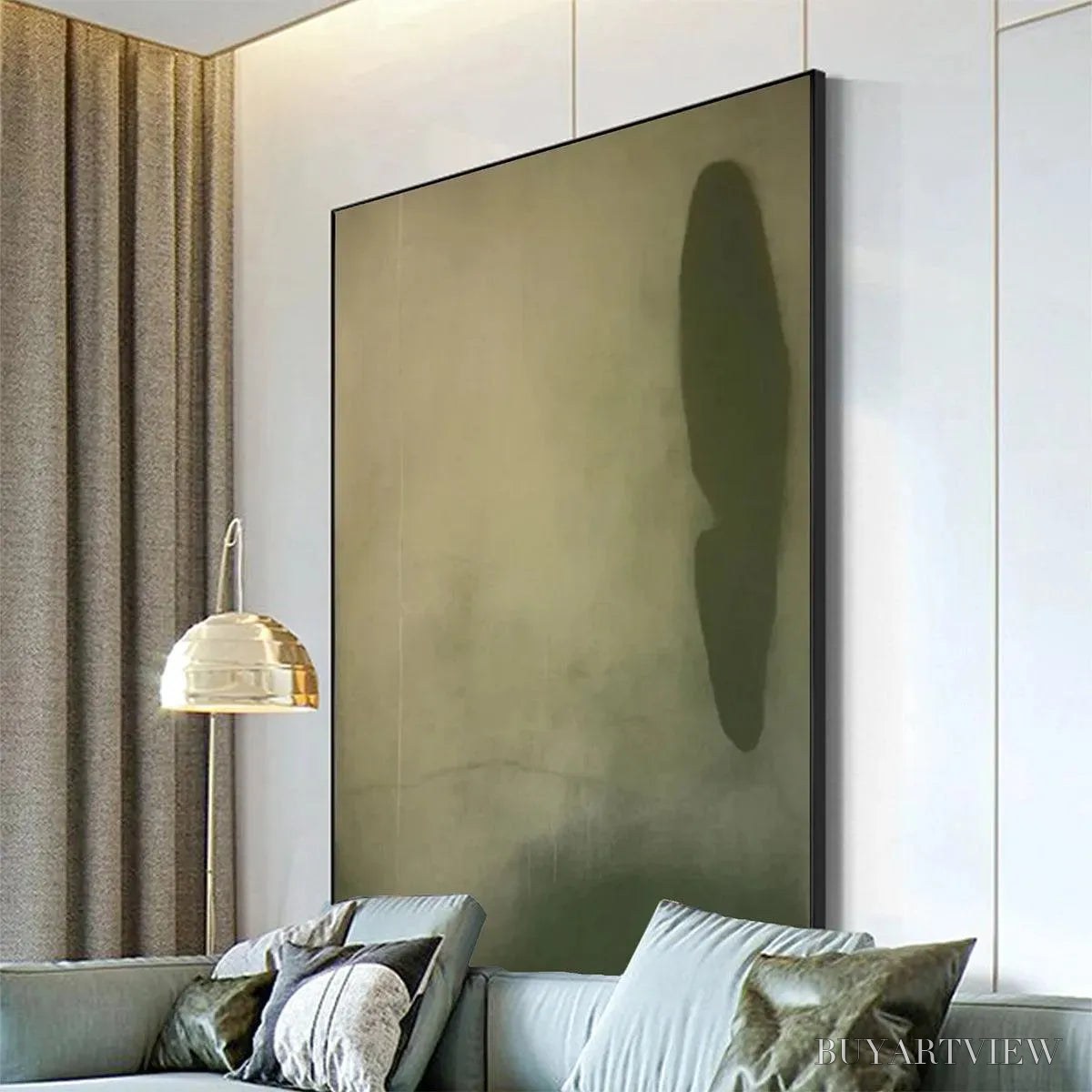 ARTOVITAS Olive Serenity – Minimalist Abstract Painting, Vertical - image 4