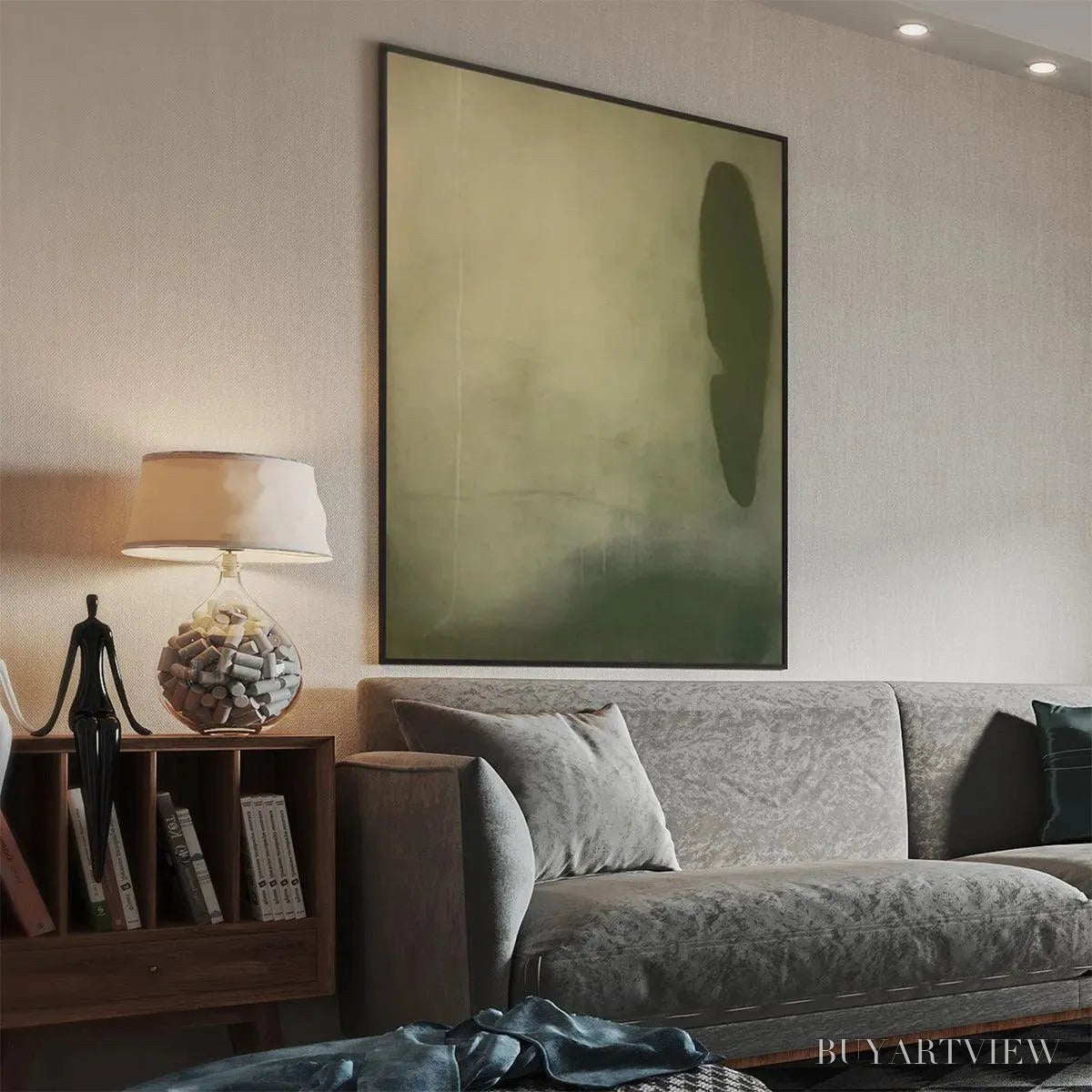 ARTOVITAS Olive Serenity – Minimalist Abstract Painting, Vertical - image 5
