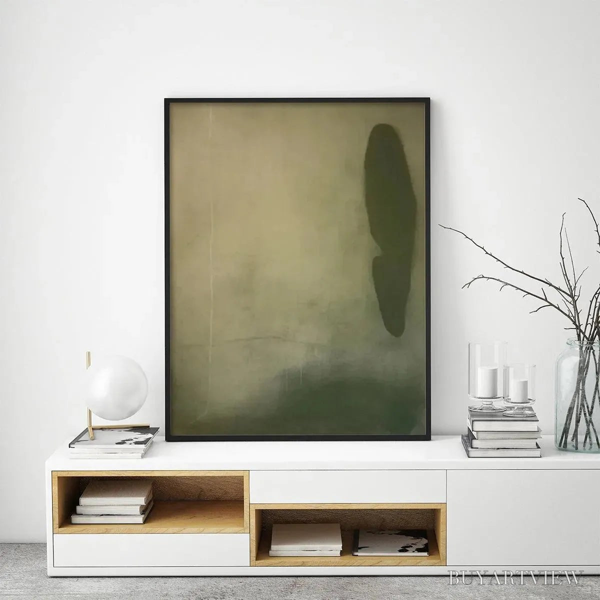 ARTOVITAS Olive Serenity – Minimalist Abstract Painting, Vertical - image 6