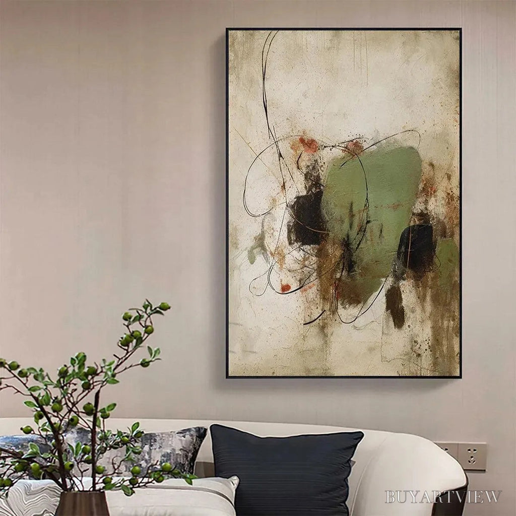 ARTOVITAS Sage Abstract – Minimalist Abstract Painting, Vertical - image 2