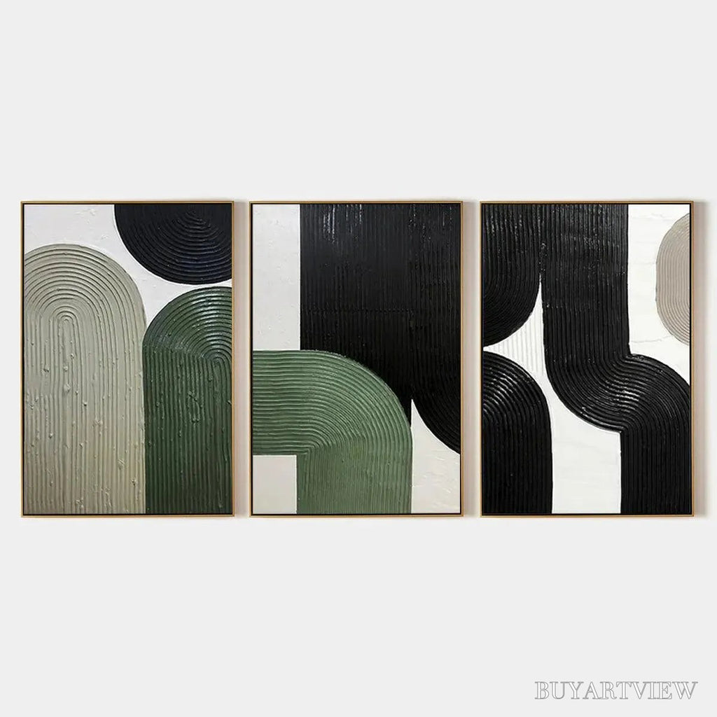 ARTOVITAS Arches Triptych – Minimalist Textured Abstract Painting Set of 3 - image 1