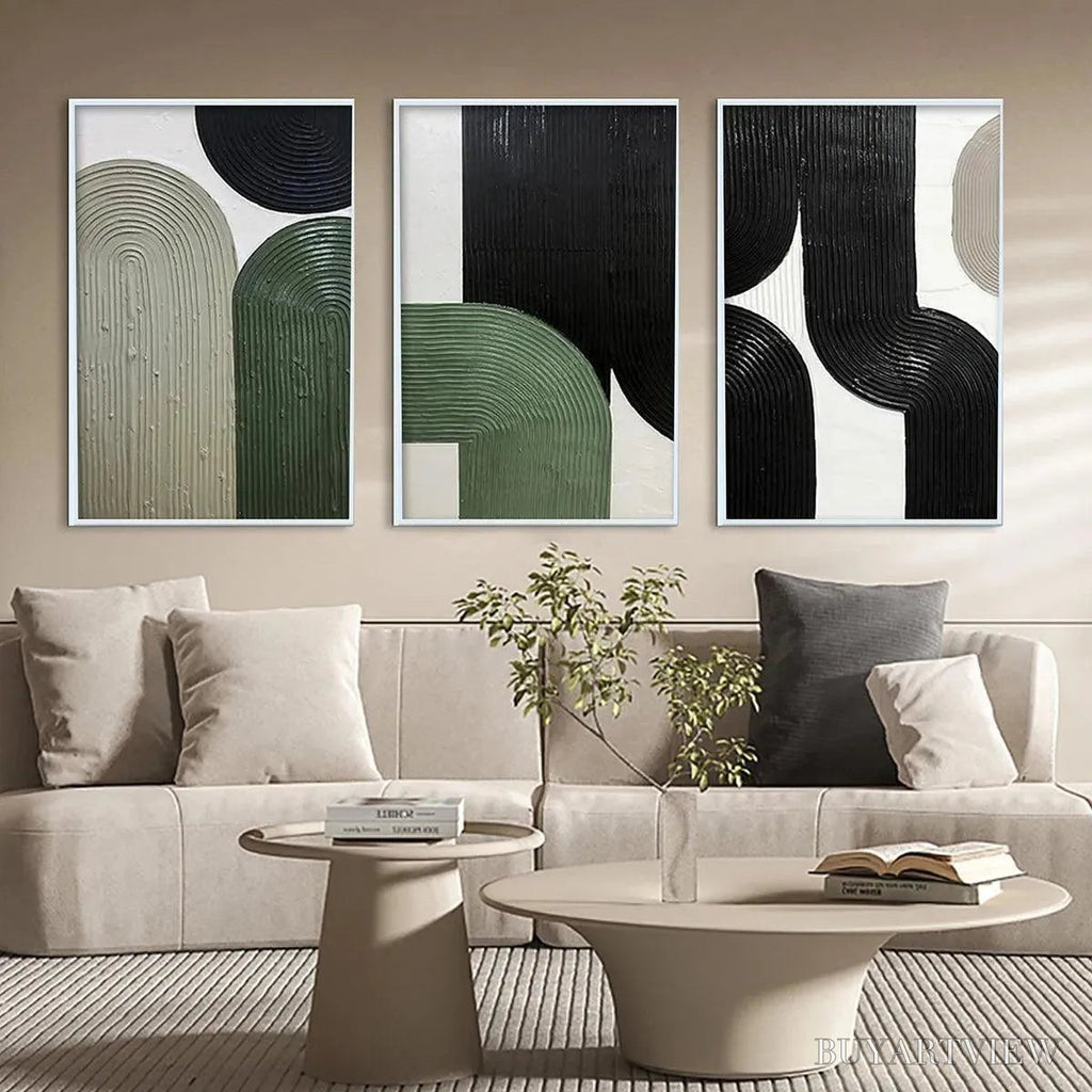 ARTOVITAS Arches Triptych – Minimalist Textured Abstract Painting Set of 3 - image 2