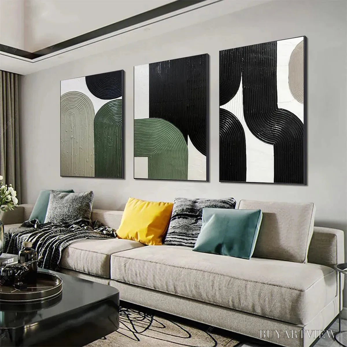 ARTOVITAS Arches Triptych – Minimalist Textured Abstract Painting Set of 3 - image 4